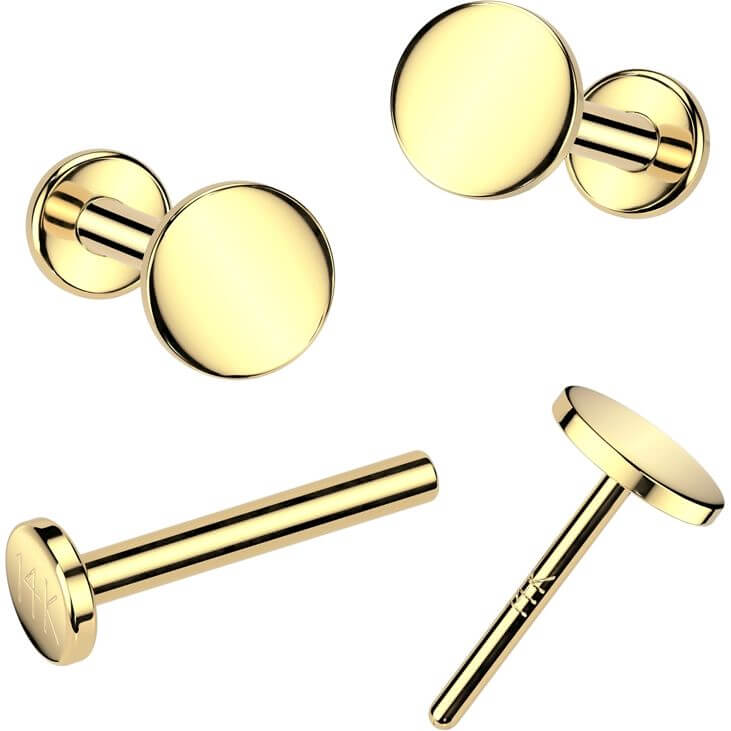 Solid Gold 14 Carat Labret round nose piercing Push-In
