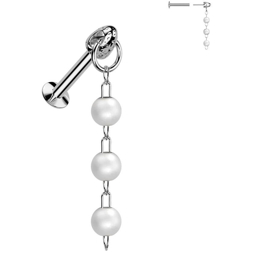 Labret triple pearl dangle Push-In