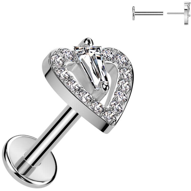 Labret heart zirconia Push-In