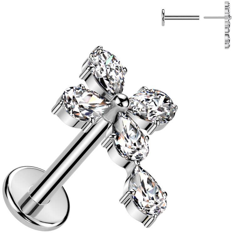 Labret cross zirconia Push-In