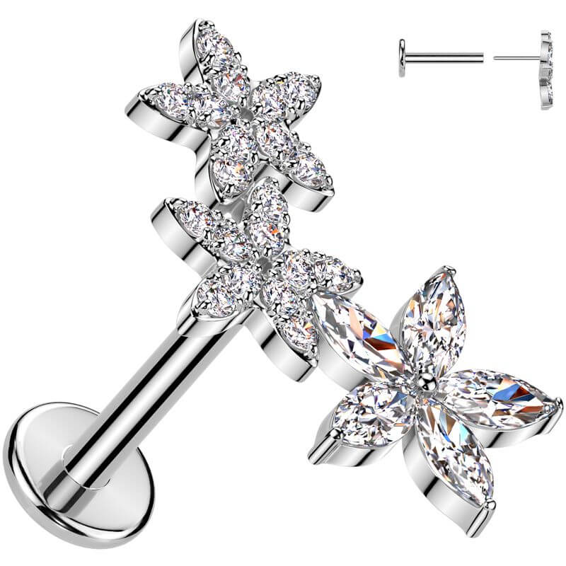 Labret flowers zirconia Push-In