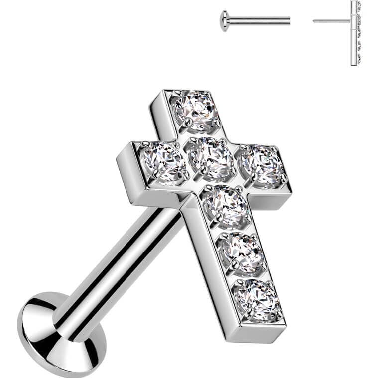 Labret cross zirconia Push-In