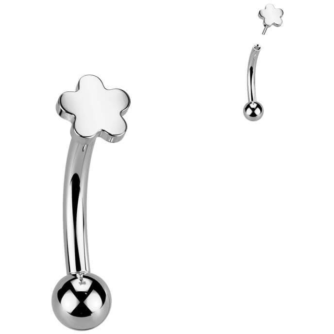 Titanium Eyebrow Piercing flower ball Push-In
