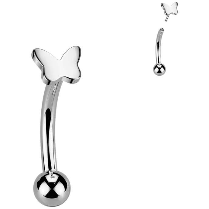 Titanium Eyebrow Piercing butterfly ball Push-In
