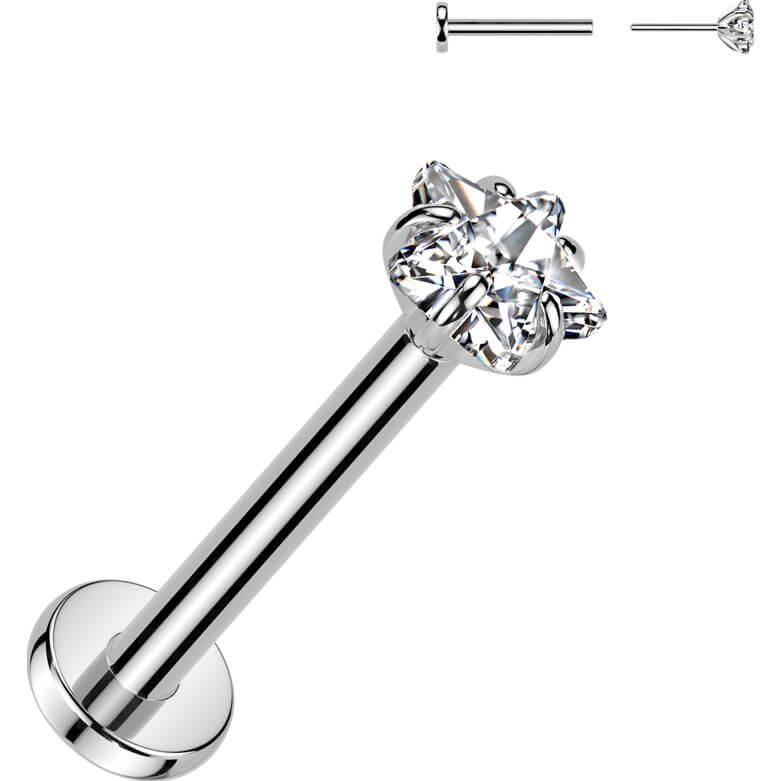 Titanium Labret star zirconia Push-In