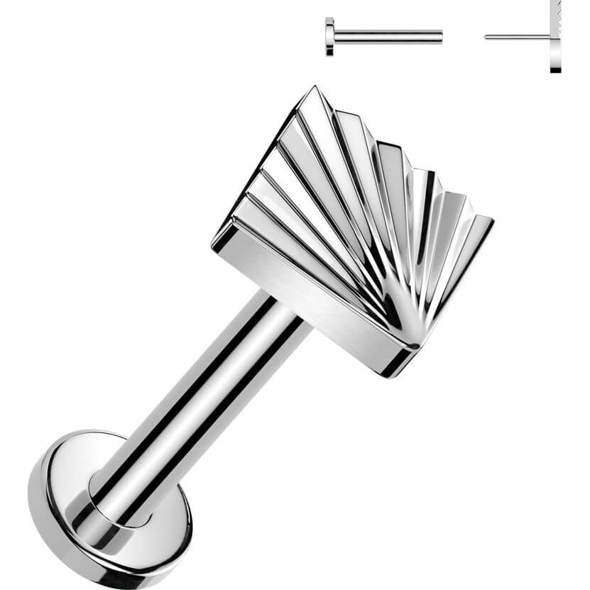 Titanium Labret Square diamond cut Push-In