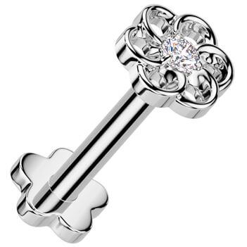 Titanium Labret flower zirconia flower base Push-In