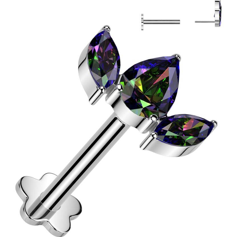 Titanium Labret 3 zirconia fan flower base Push-In