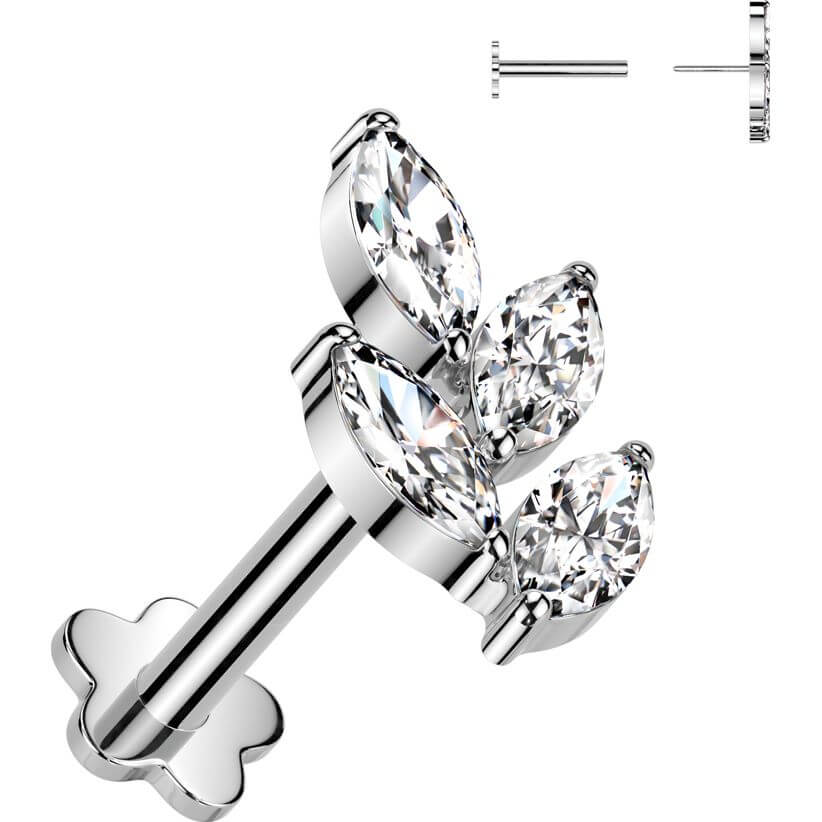 Titanium Labret leaf zirconia flower base Push-In