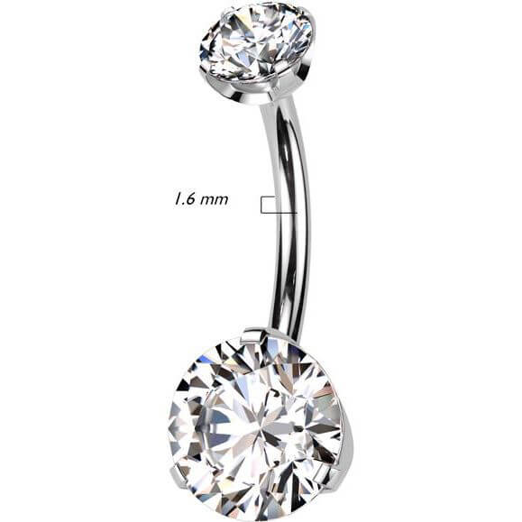 Titanium Belly Button Piercing 2 zirconia Push-In