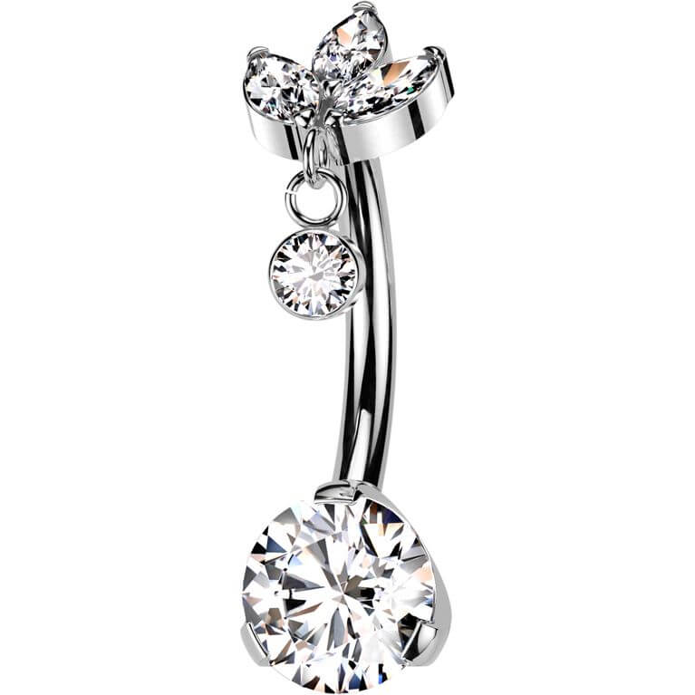 Titan Bauchnabelpiercing Zirkonia Kleiner Anhänger Marquise Schliff Push-In