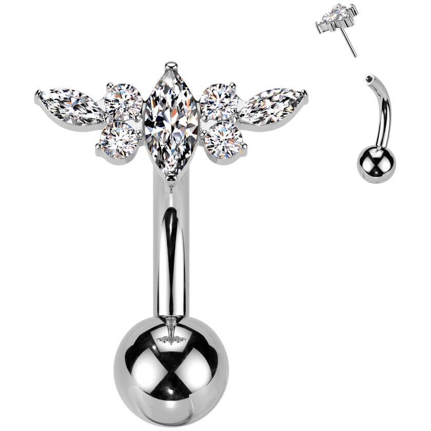 Titanium Belly Button Piercing zirconias Push-In