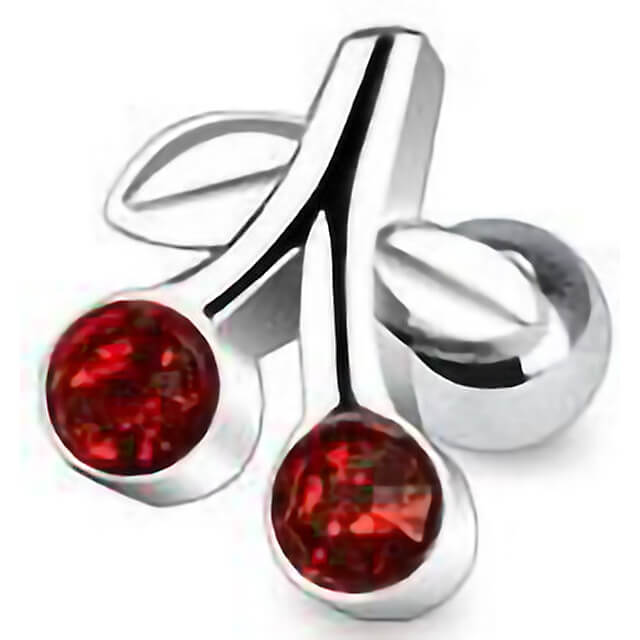 Barbell Cherry Zirconia Silver