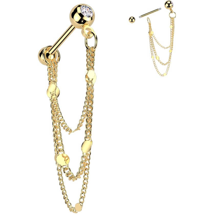 Barbell triple chain dangle