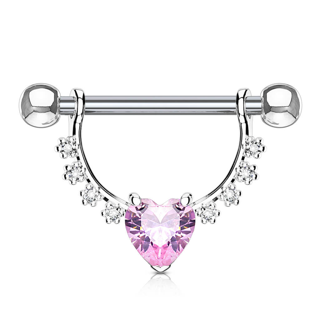 Piercing Capezzolo Pendente a ghirlanda con cuore in zircone