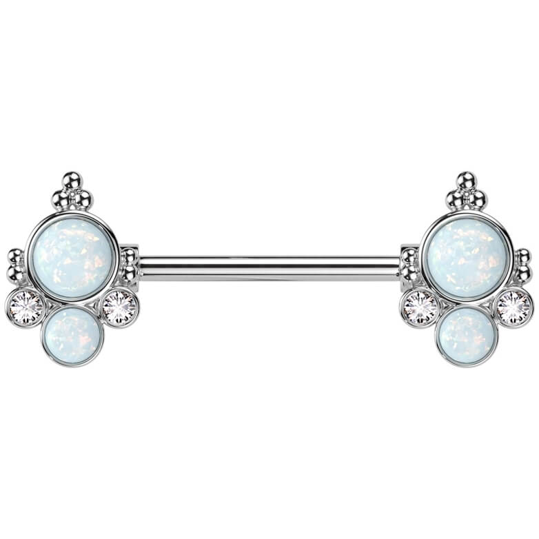 Kolczyk do sutka podwójny opal cyrkonia