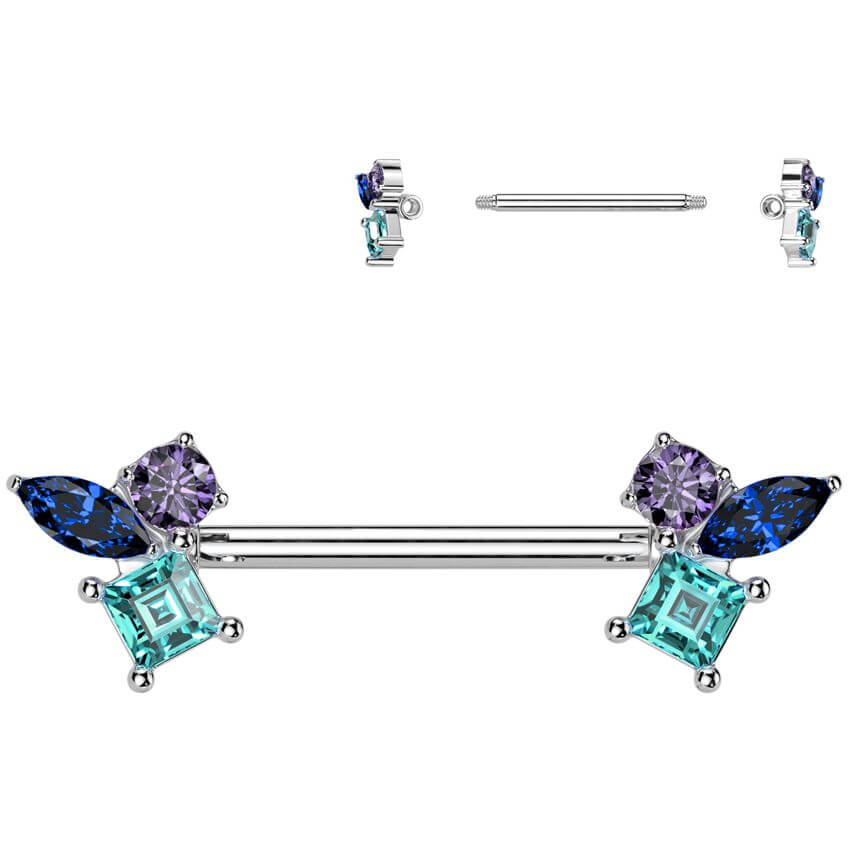 Nipple Piercing multicolor zirconias