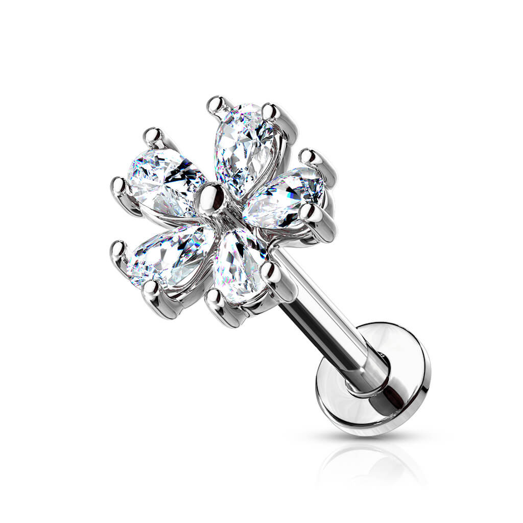 Labret Flower Zirconia Internally Threaded
