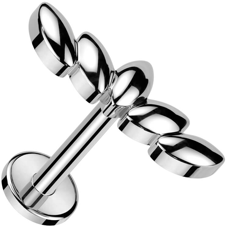 Labret liść szlif markizowy gwint wewnętrzny