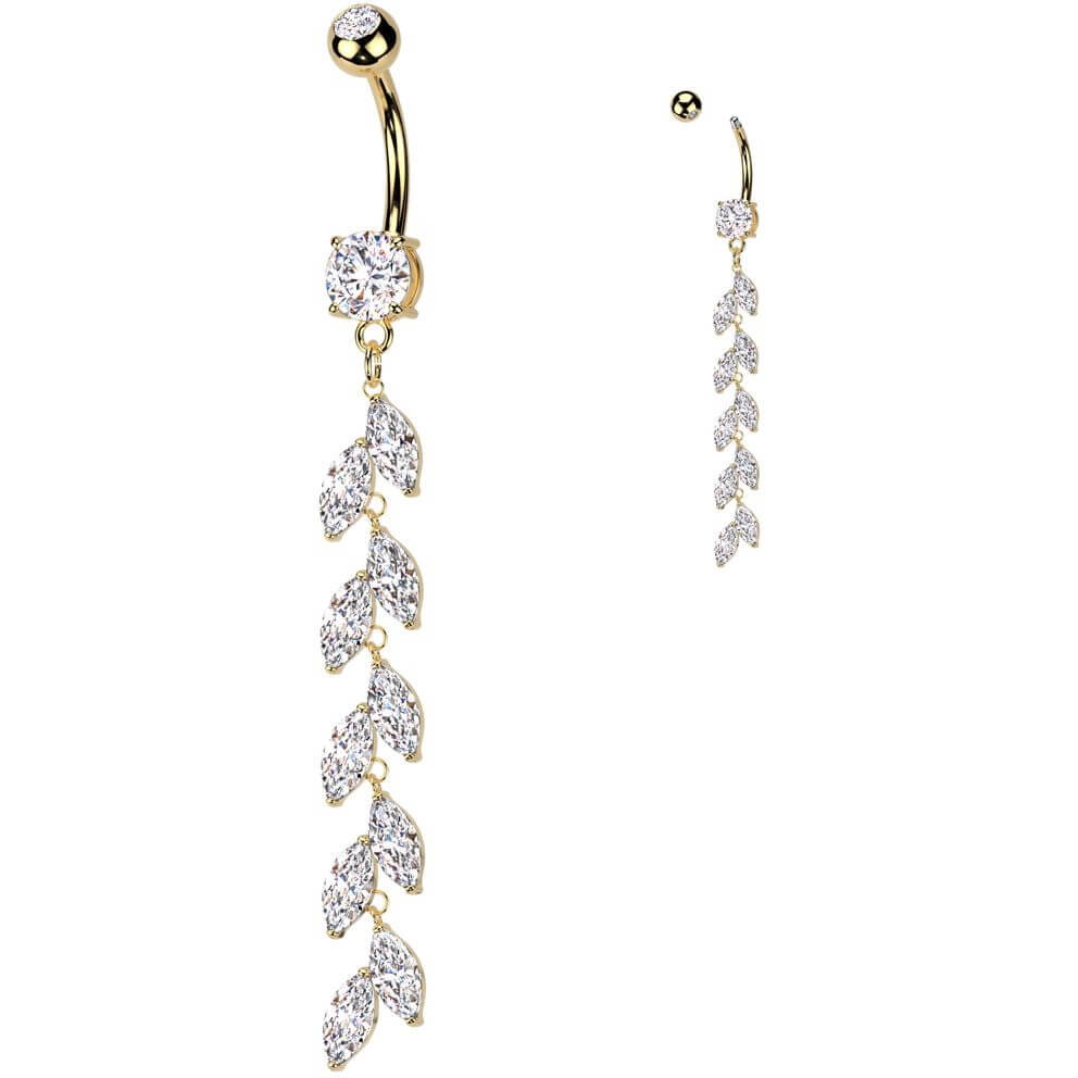 Belly Button Piercing marquise cut zirconia dangle