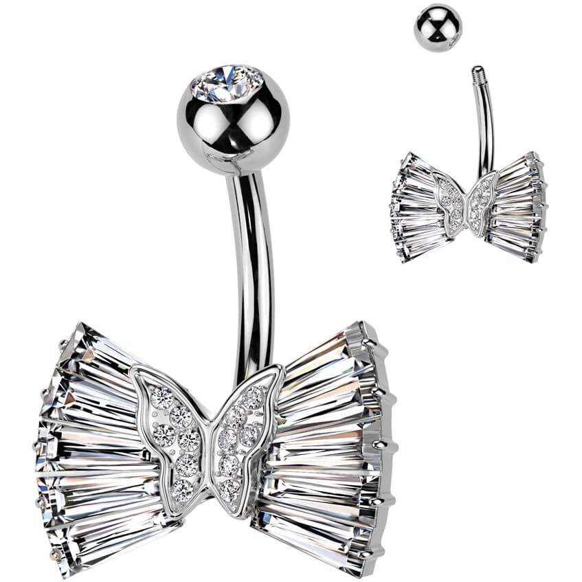 Belly Button Piercing ribbon zirconia
