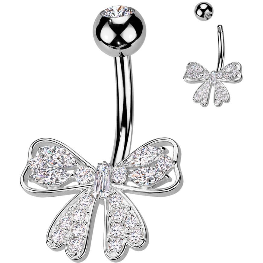 Belly Button Piercing ribbon zirconia