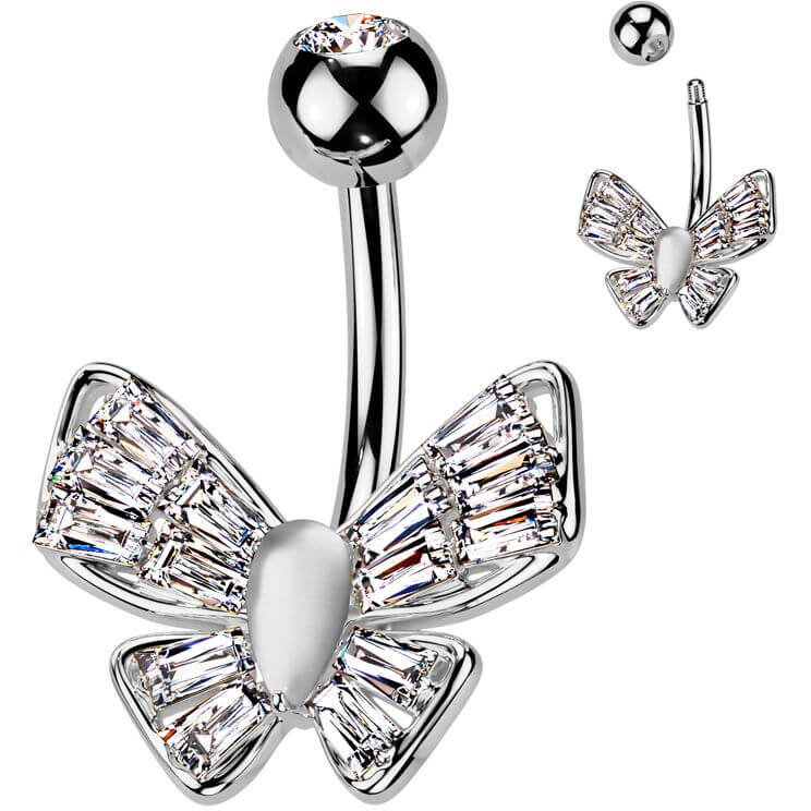 Belly Button Piercing butterfly zirconia