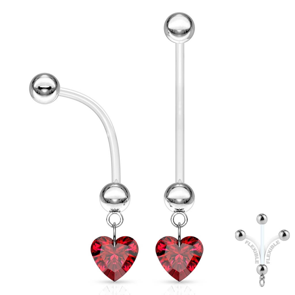 Piercing Ombelico Pendente a cuore in zircone