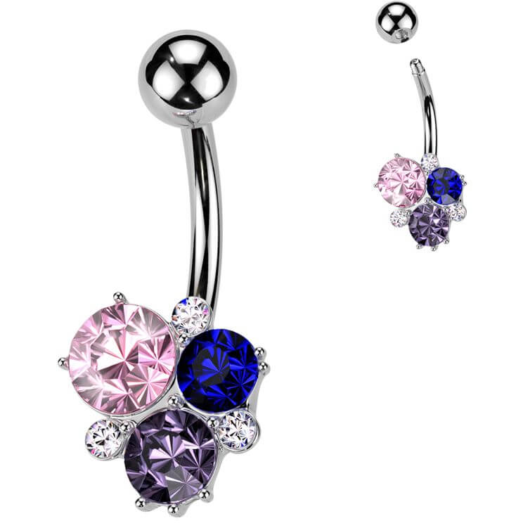 Belly Button Piercing multicolor stones