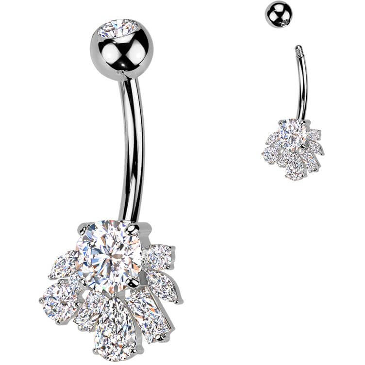 Belly Button Piercing titanium brass zirconia cluster