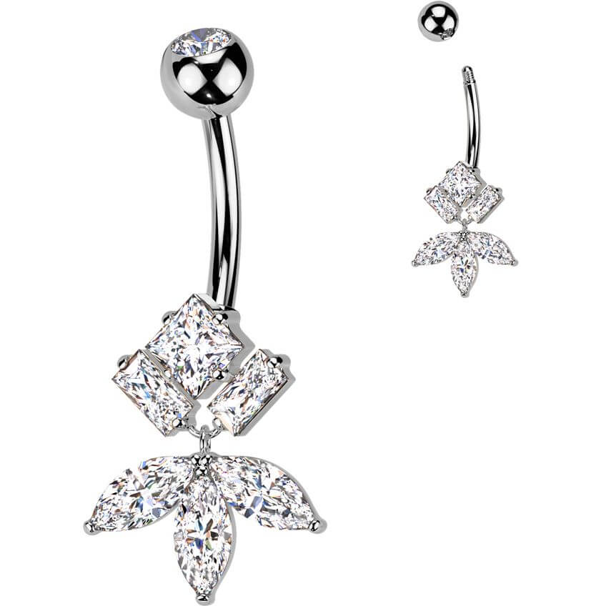 Belly Button Piercing titanium brass zirconias
