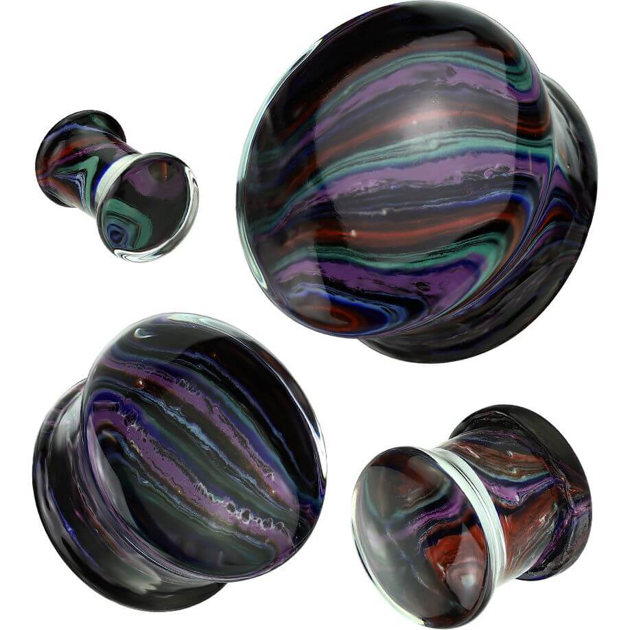 Glass Plug multicolour stripes double flare
