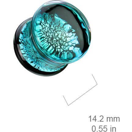Glass Plug blue crackle double flare glass