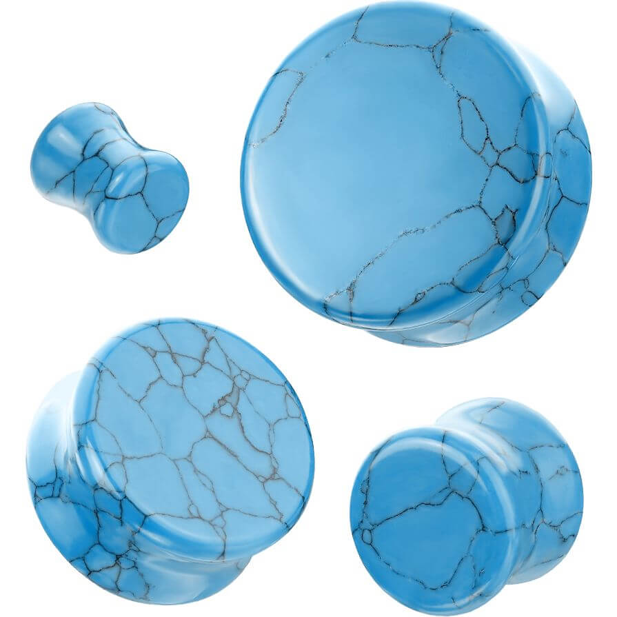 Plug turquoise semi-precious stone double flare