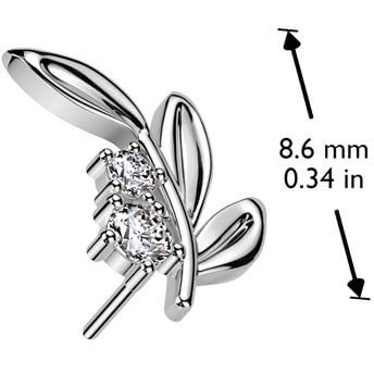 Solid Gold 14 Carat top leaf zirconia Push-In
