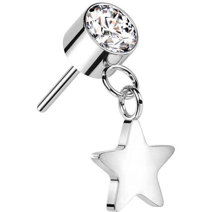 Titanio Circonita con Estrella Colgante Push In