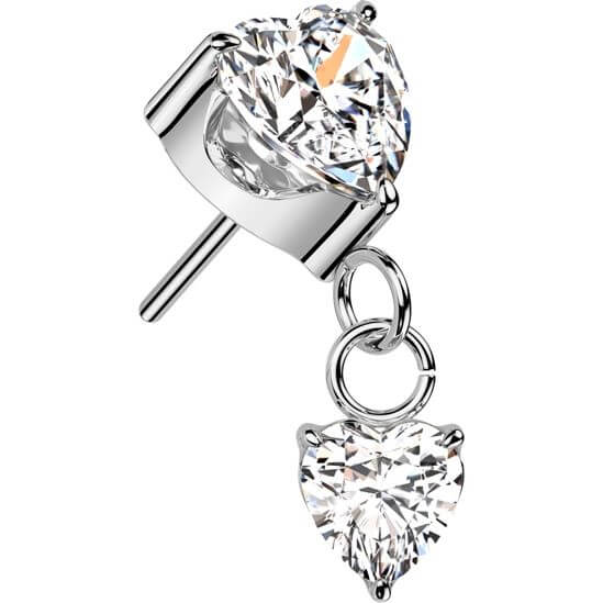 Tytan nakrętka serduszko cyrkonie zawieszka push-in