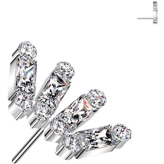 Titanium top crown baguette cut zirconia Push-In