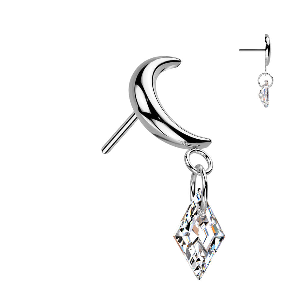 Titanium top moon dangle zirconia Push-In