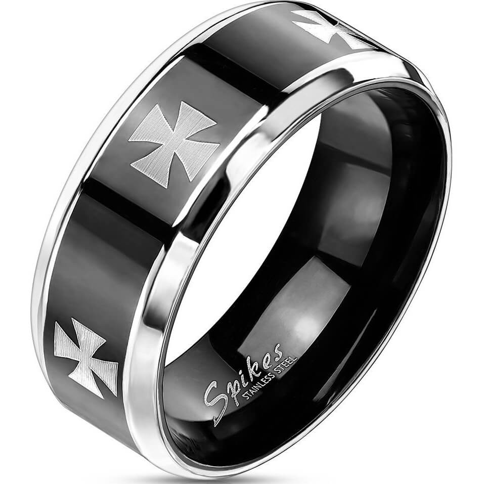 Krzyż czarny srebrny