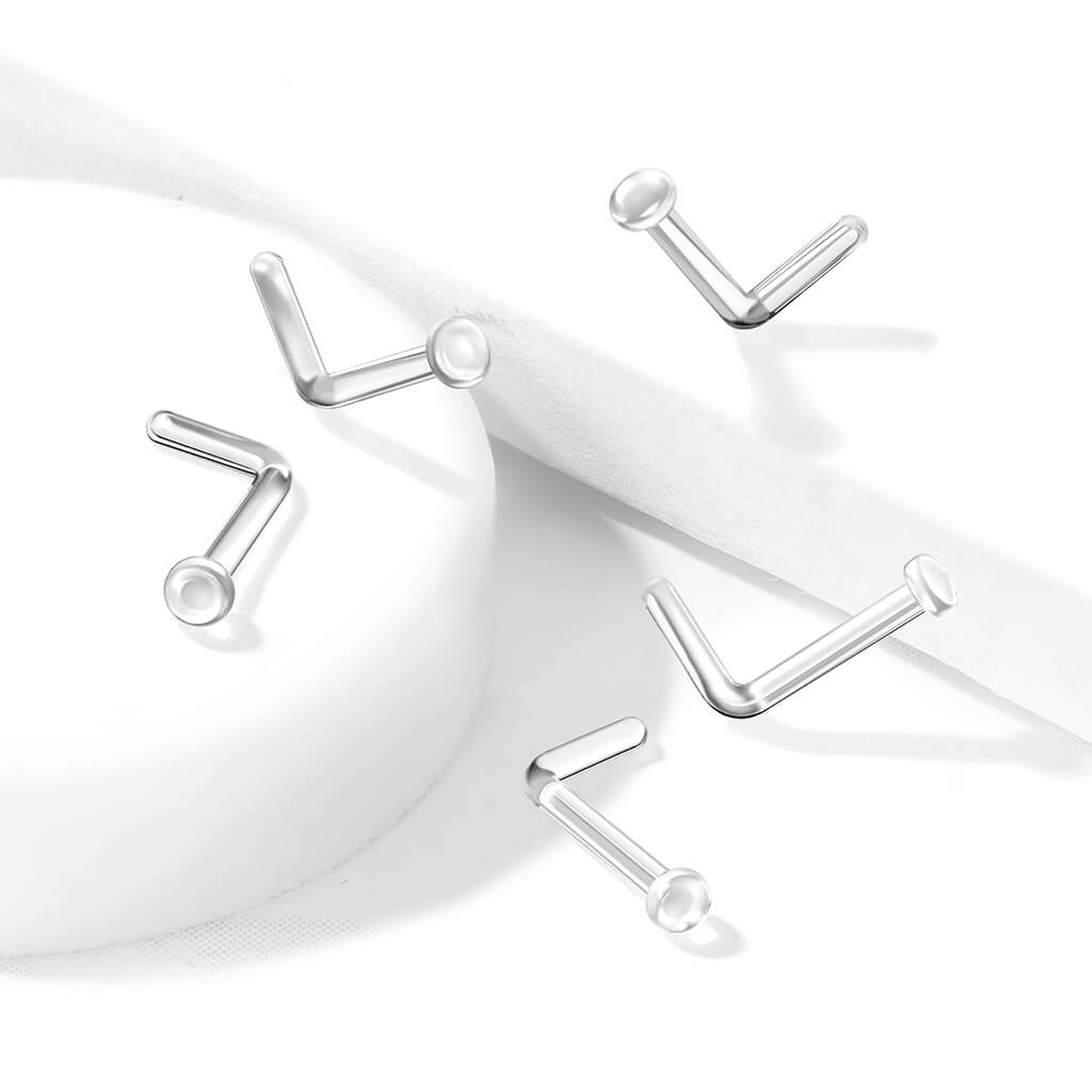 Retainer do nosa w kształcie litery l płaskie kółko