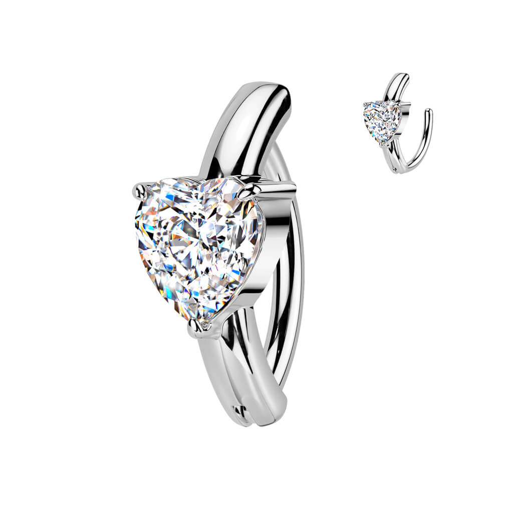 Belly Button Piercing heart zirconia Segment