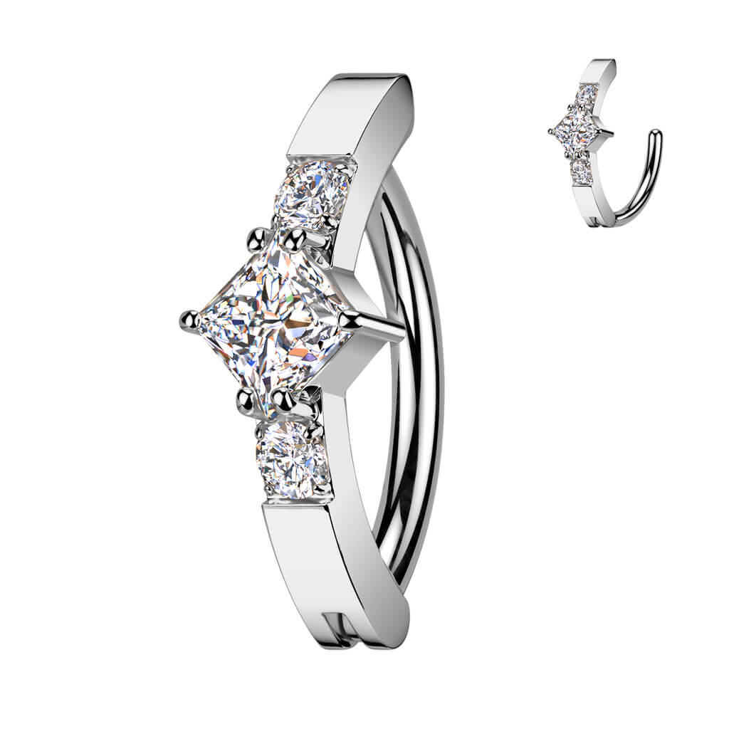 Belly Button Piercing diamond shape zirconia prong setting