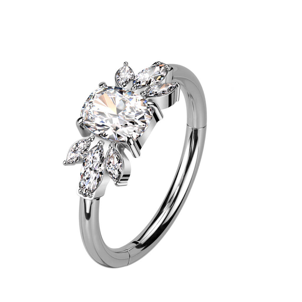 Anillo Circonita doble hoja Clicker