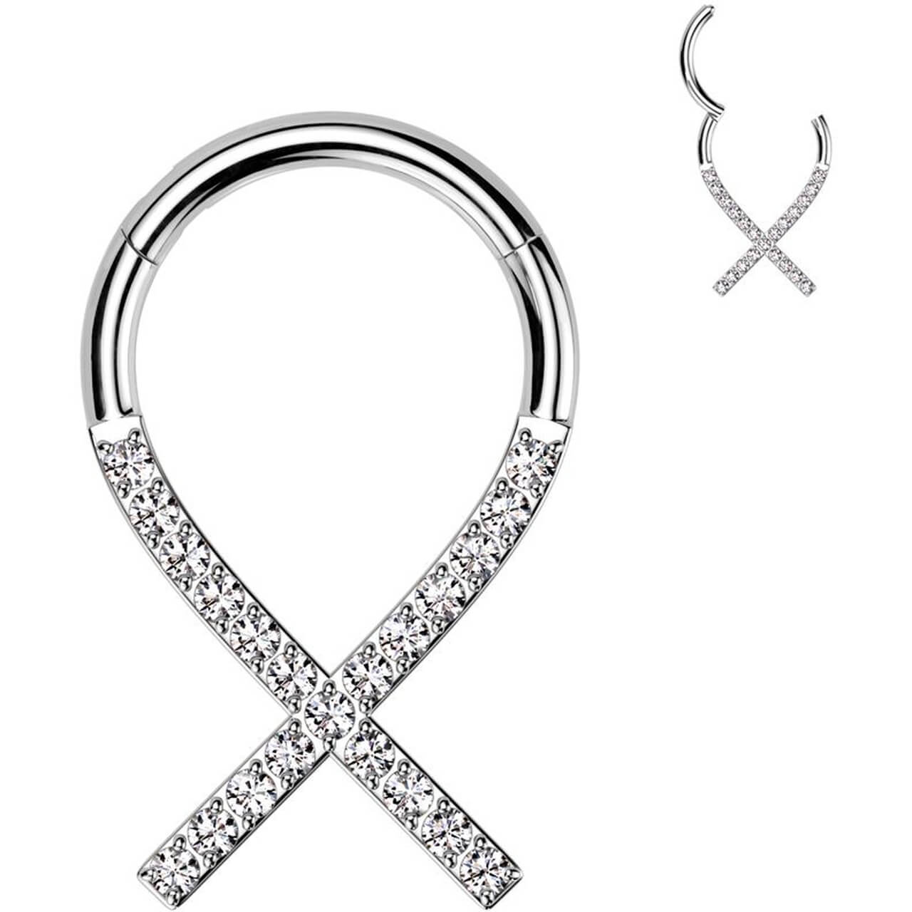 Titanium Ring awareness ribbon zirconia Segment