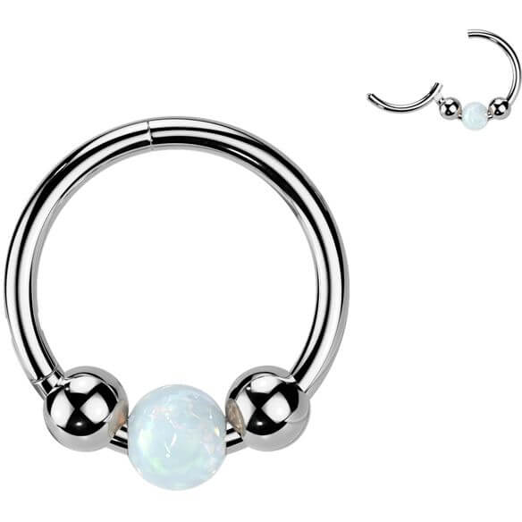Titanium Ring 3 balls opal Segment