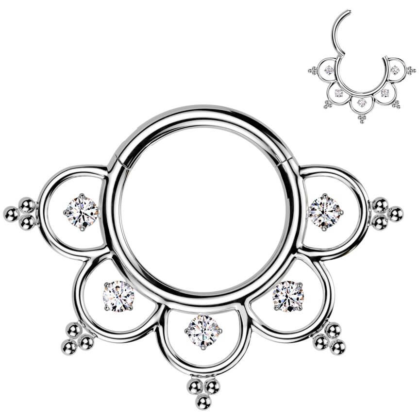 Titanium Ring filigree zirconias and beads Segment