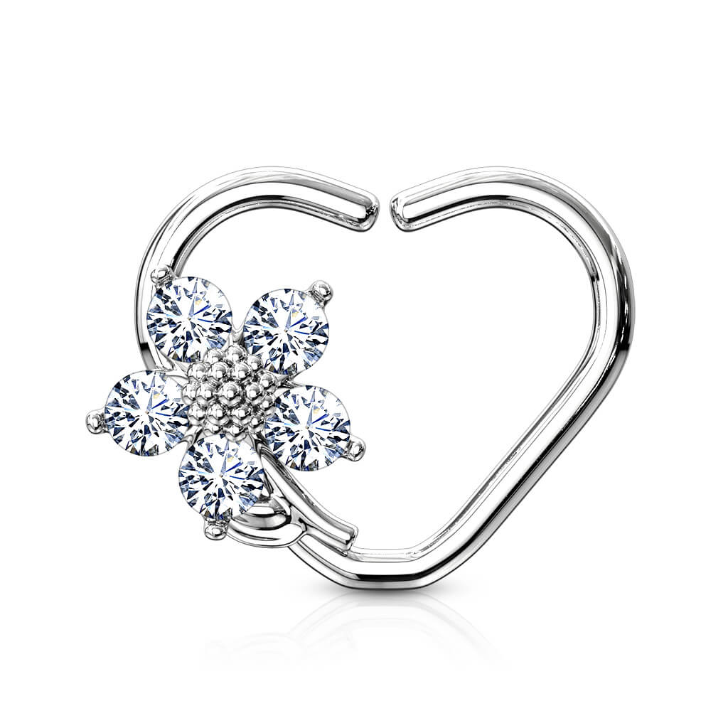 Ring Heart Flower Zirconia Bendable