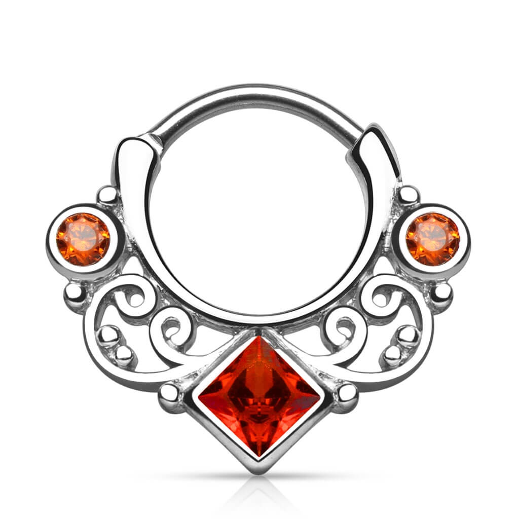 Septum clicker kwadrat cyrkonia srebrny clicker