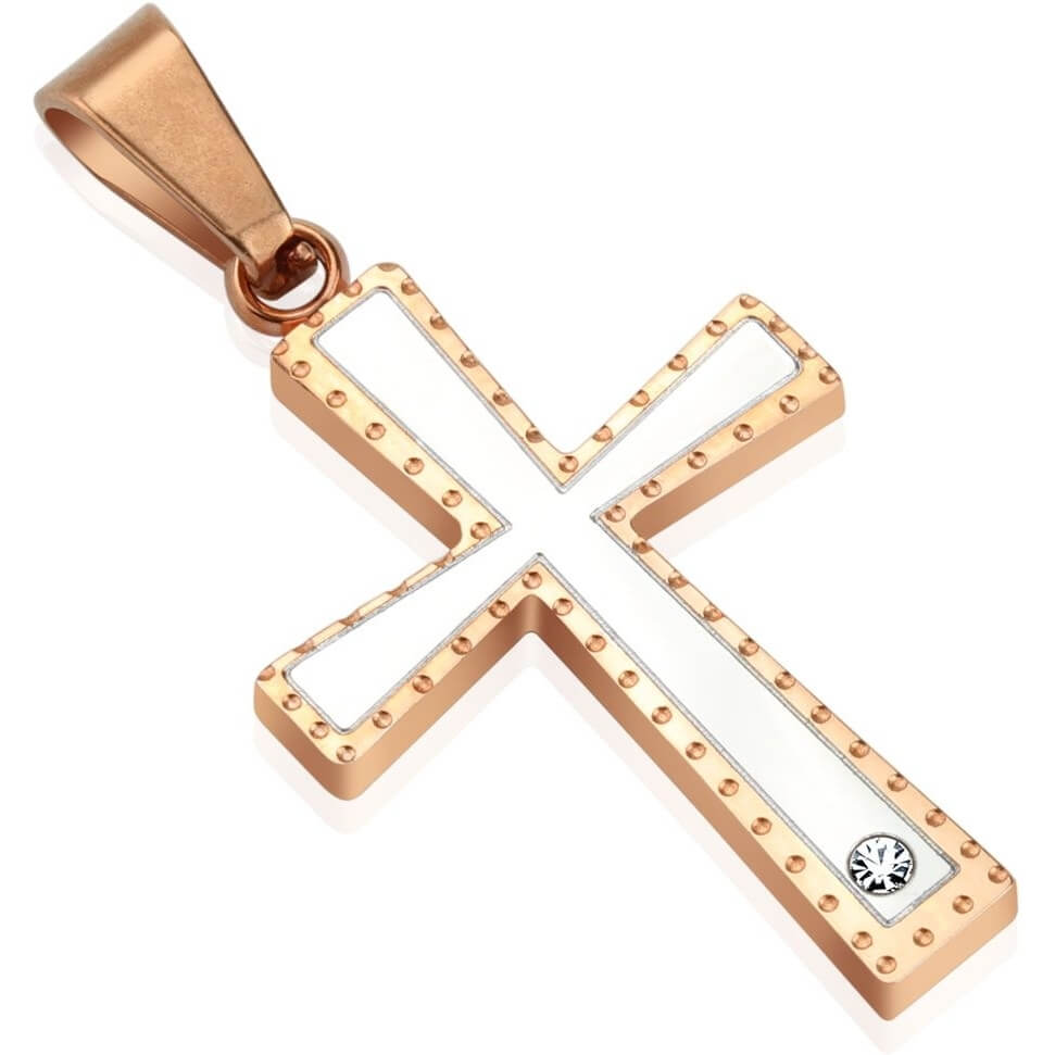 Cruz de oro y plata con circonita